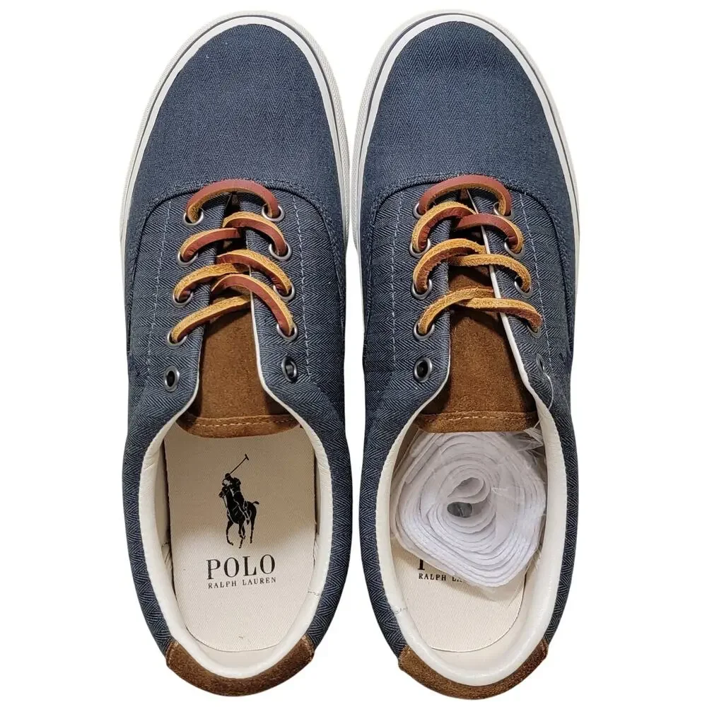 Polo Ralph Lauren Men Low Top Sneaker Keaton Pony Size US 8M Denim Blue Chambray
